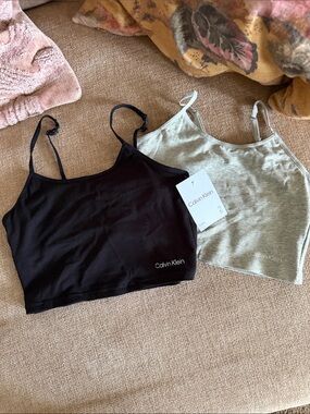 Calvin Klein Black & Gray Cropped Camisole 2-Pack